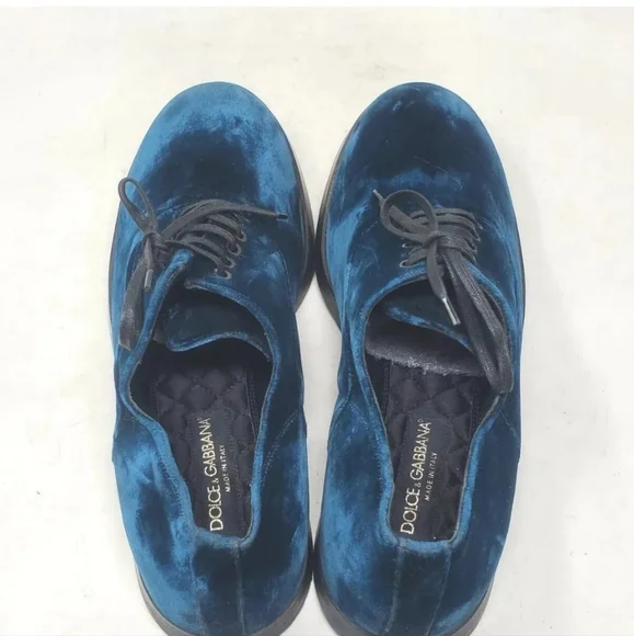 Dolce & Gabbana Men's Shoes Teal Suede Lace Up Dress Casual Oxfords US 8 / EU 41
